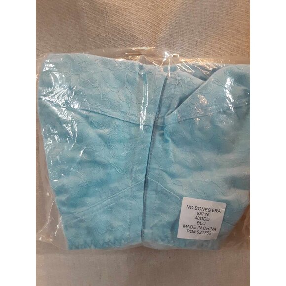 No Bones 48DDD Bra Front Closure Rayon Lace 100% Cotton Liner Spandex Sides - Picture 2 of 2